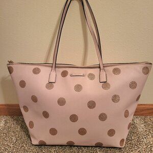 kate spade Haven Lane Hani Tote Purse Handbag Pink Glitter Polka Dot GUC